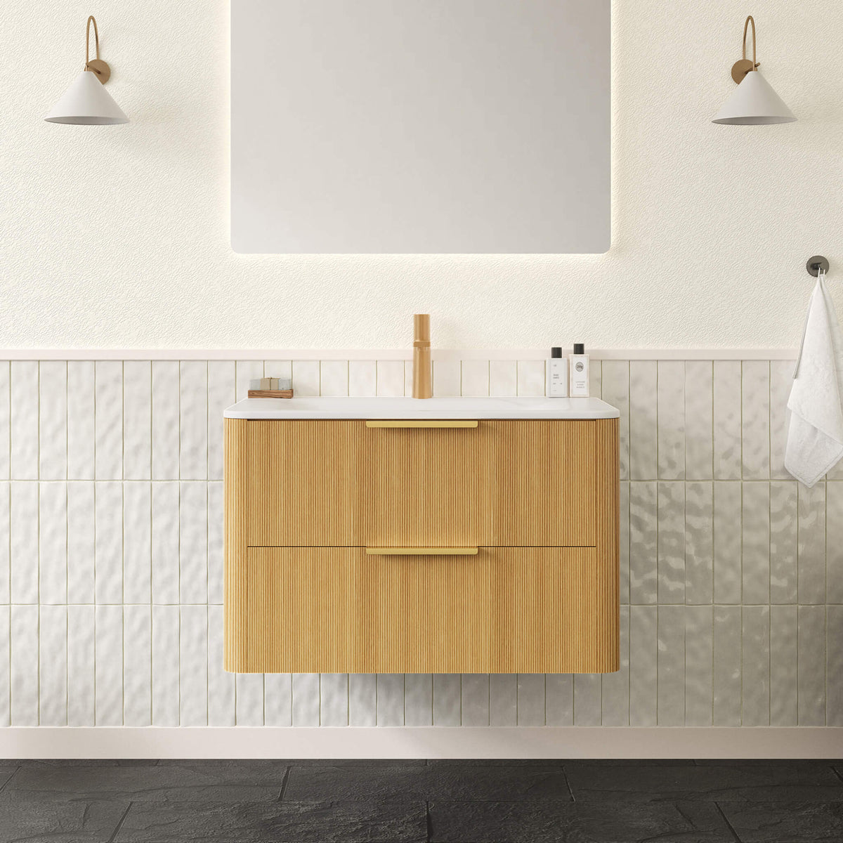 Luxury 30/36-Inch Sintered Stone Floating Bathroom Vanity With Sink (SAK70429)
