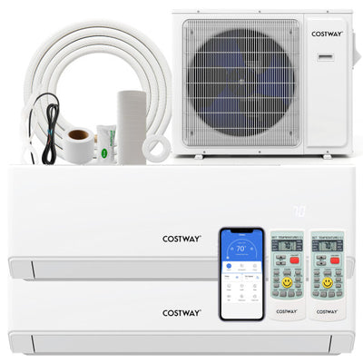 30000 BTU 2 Zone 23 SEER2 Mini Split Air Conditioner Wifi Enabled with Heat Pump-7K + 24K
