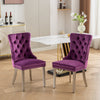 Nikki Collection Modern Tufted Solid Wood Velvet Upholstered Dining Chair with Chrome Legs