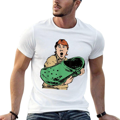 Crikey A Croc Funny Australian Crocodile Man  Ribbed Collar T-Shirt