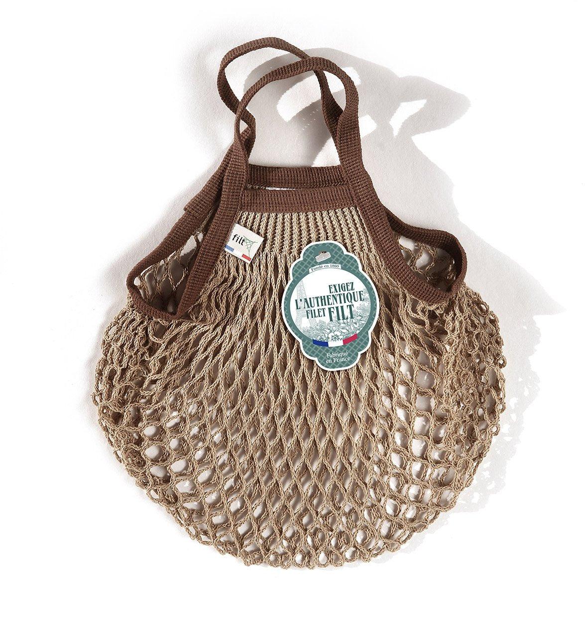Filt Beige Cotton Brown Handle Sack Mini