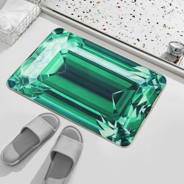 Colorful Gemstone Collection. Emerald Gem Hand-Painted Artwork Bath Mat