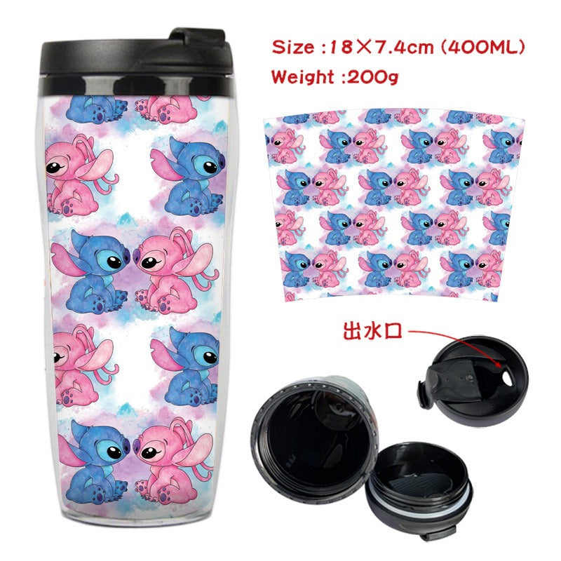 Stitch Stitch animation peripheral double-layer insulated plastic cup two-dimensional cartoon tea cup cold water kettle water cup
