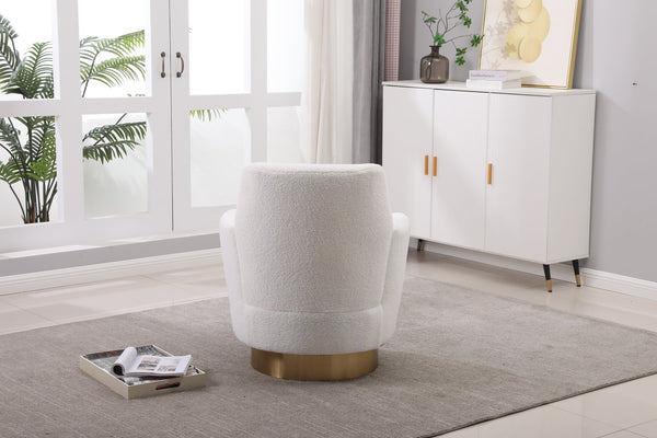 White Velvet Swivel Barrel Chair