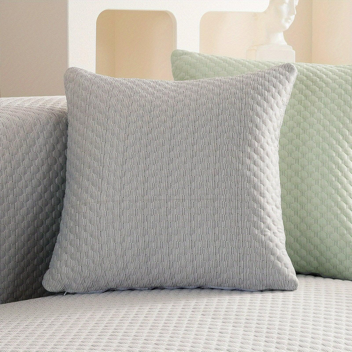 Breathable Ice Silk Light Gray Couch Cover - Cooling & Anti-Scratch