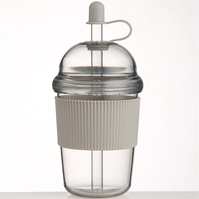 630ML straw cup (with lid/straw) – coffee, milk, tea, water, juice; Ins-style, office-friendly
