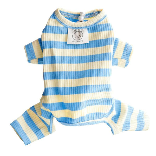 Dog Clothes Spring and Summer Thin Wide Striped Four-legged Home Clothes Bottoming Shirt Small Dog Teddy Pet