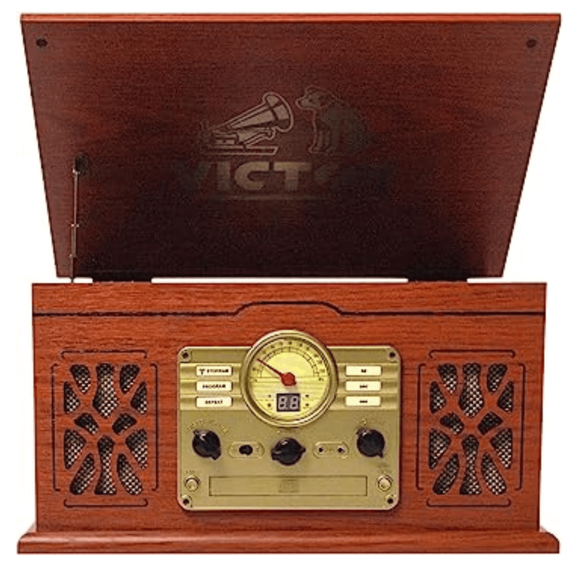 Victor State 7-in-1 Wood Music Center Mahogany - Refurbished
