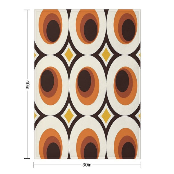 1970s Orange Mid-Century Modern Circle 1 Premium Throw Blanket