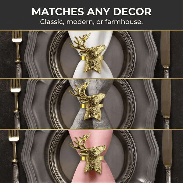 Gold Reindeer Napkin Rings – Festive Charm