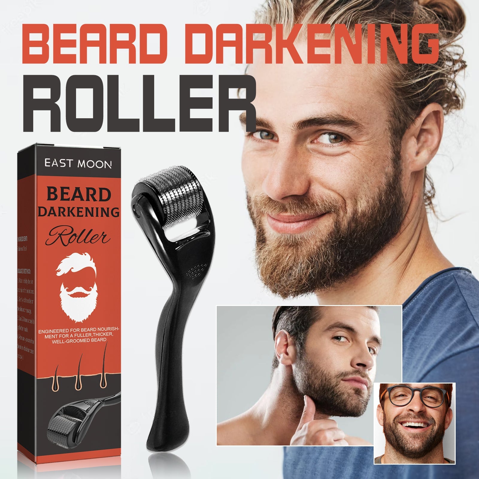 Beard Bushy Roller, Strong Root Moistens Soft Light For Men Nourishing Bushy Growing Beard Comb