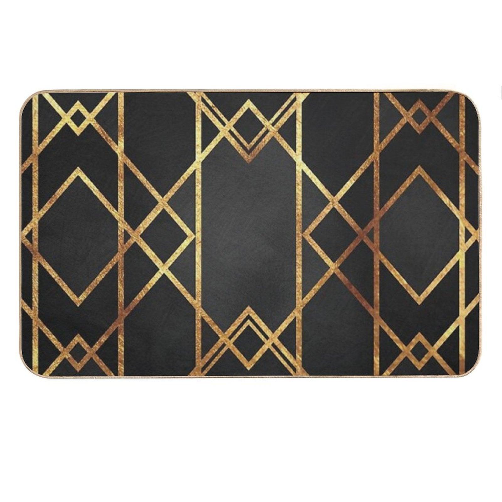 Black Gold Geometric Bath Mat