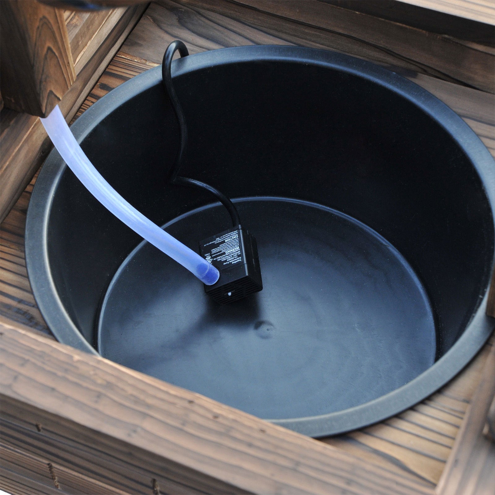 Carbonized Wood Wishing Well Outdoor Fountain 44 Inch