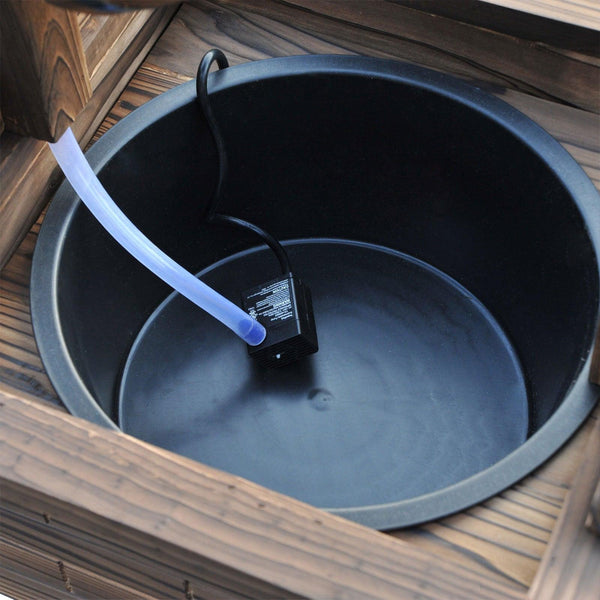 Carbonized Wood Wishing Well Outdoor Fountain 44 Inch