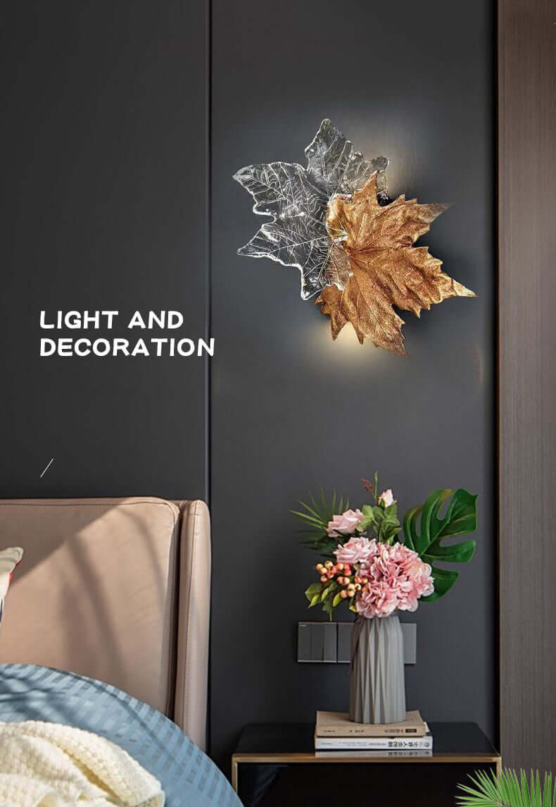 Leaf-shaped Crystal Wall Light