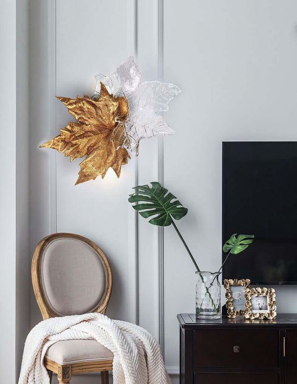 Leaf-shaped Crystal Wall Light
