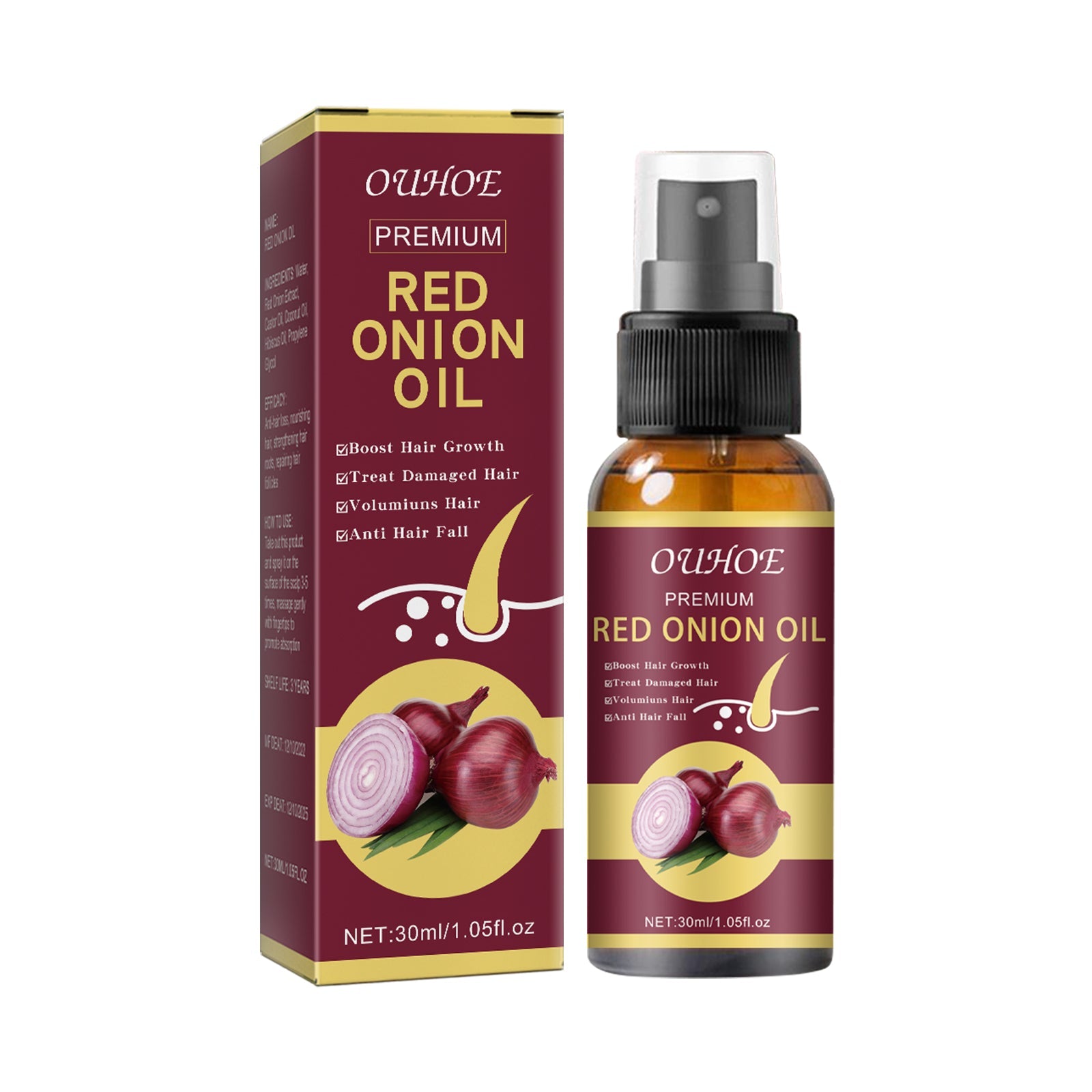 Onion Hair Growth Essential Oil, Strengthens And Hydrates Hair Growth Hair Dense Hair Care Spray