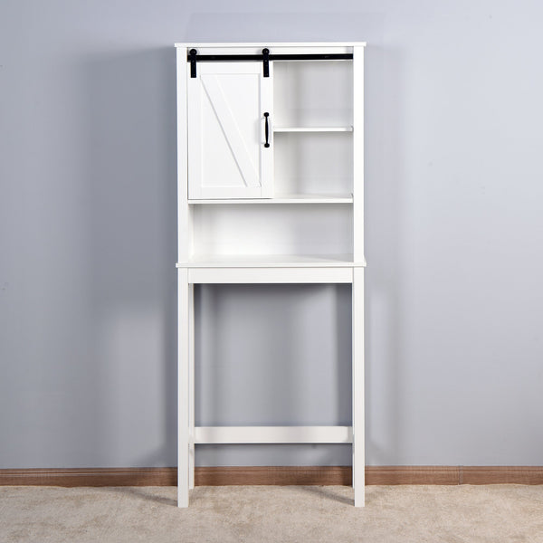 Over-the-Toilet Storage Cabinet, Space-Saving Bathroom Cabinet, with Adjustable Shelves and A Barn Door 27.16 x 9.06 x 67 inch V.I.P Digital Presence