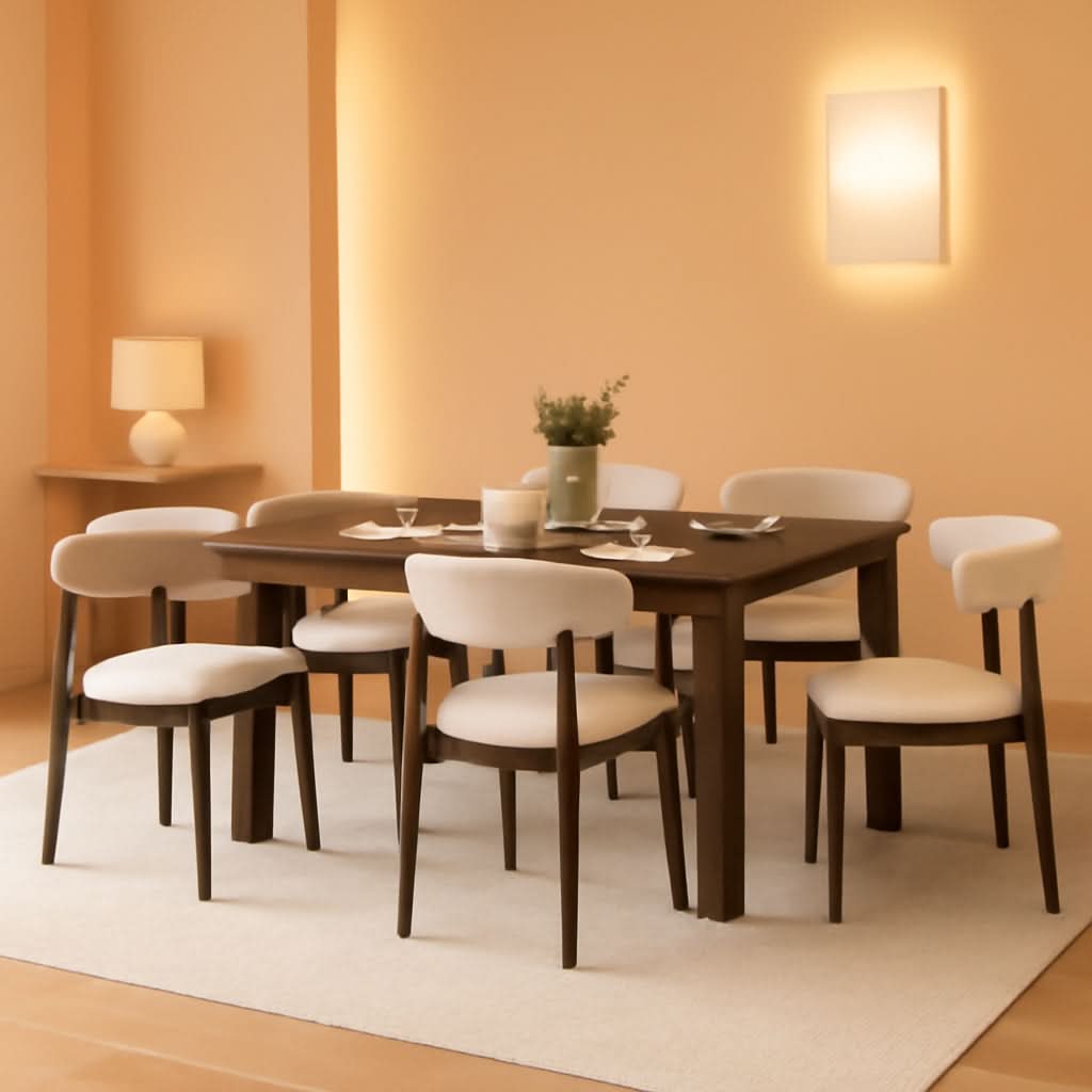 63Inch Industrial Dining Table Set With UpholsteredChairs