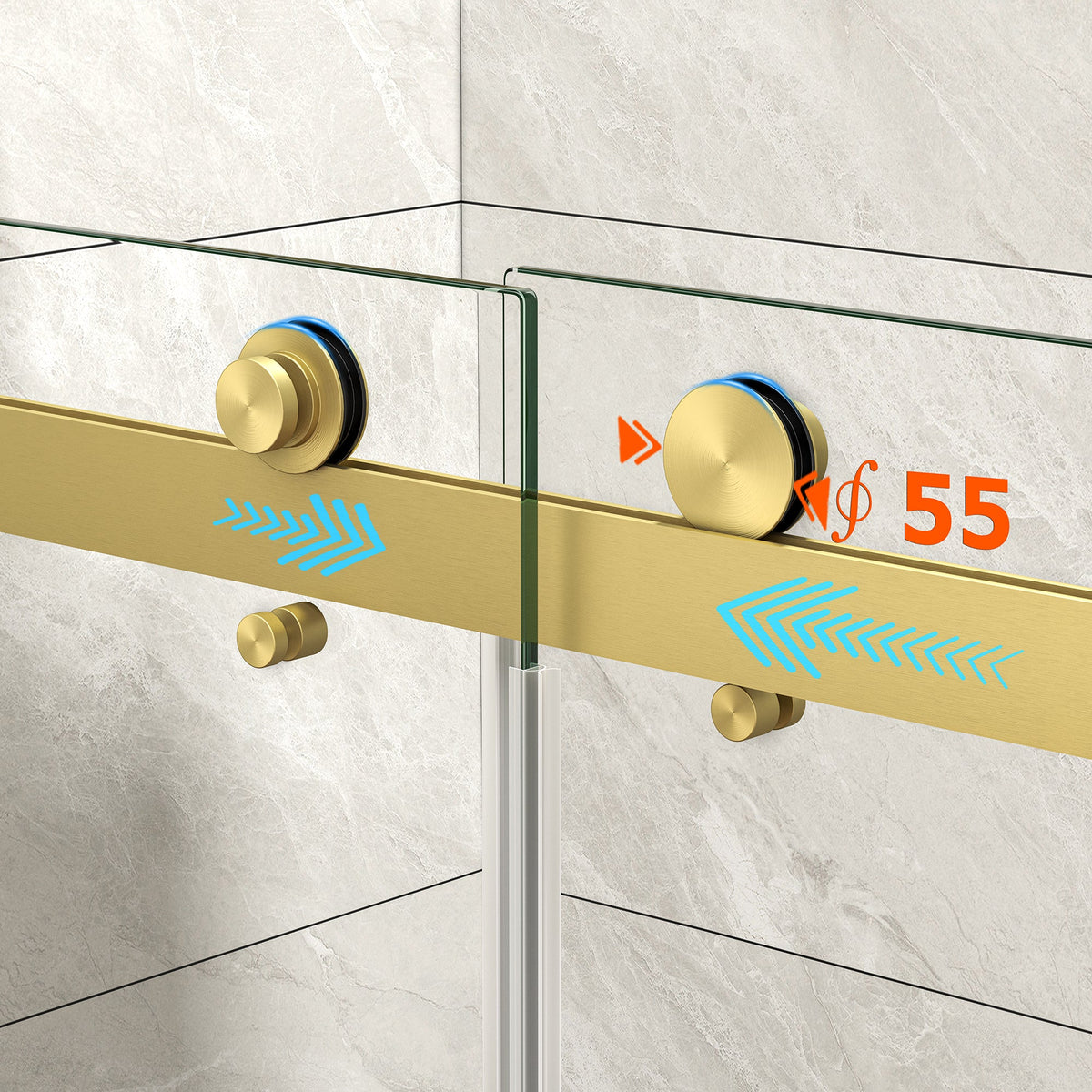 Brushed Nickel Reversible Installation Double Bypass Sliding Shower Door