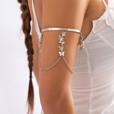 Ethnic style, personalized metal iron chain, arm chain, niche, simple, open-ended arm bracelet, arm ring, female