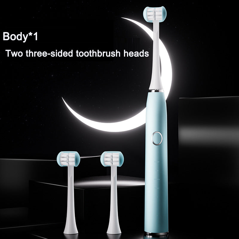 Adult electric toothbrush with three sides rechargeable sonic vibration waterproof electric toothbrush