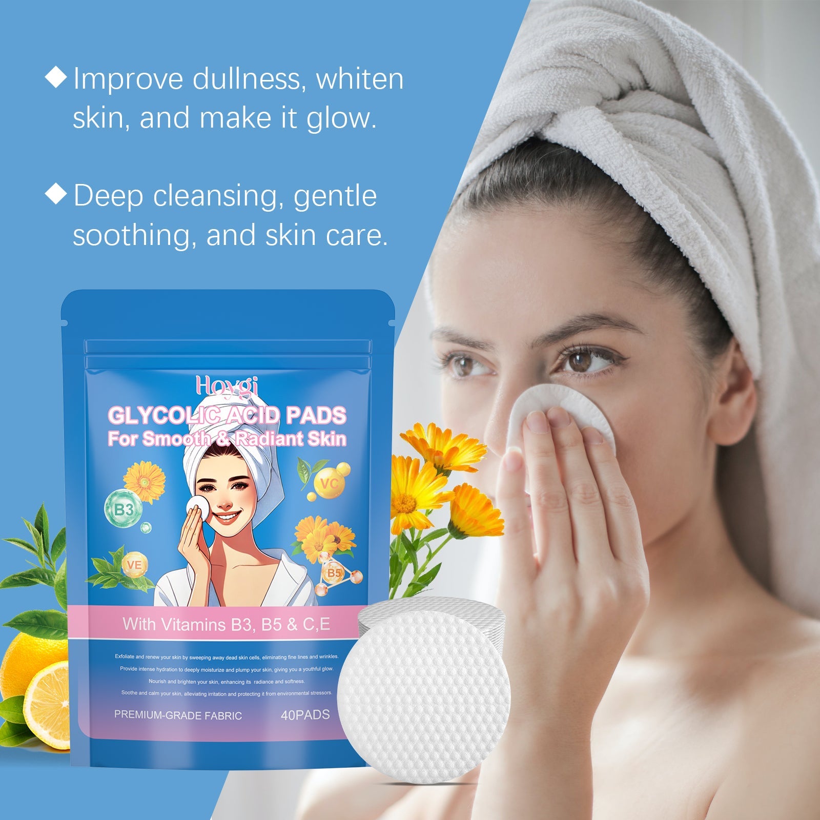 Glycolic Acid Rejuvenation Cotton Sheet For Facial Skin Deeply Cleans Pores, Nourishes, Repairs And Moisturizes Skin Care