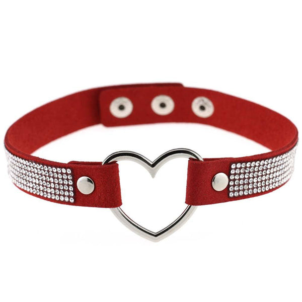 Japan's Harajuku Soft Girl Black Rhinestone Peach Heart Love-Shaped Collar Women's Neck Strap Collarbone Necklace Short