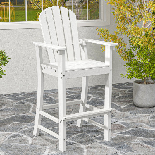 30 Inches Counter Height Outdoor HDPE Bar Stool with Armrests and Footrest-White