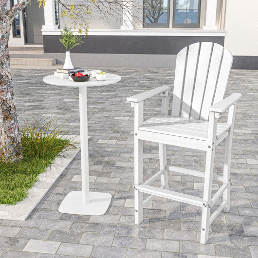 30 Inches Counter Height Outdoor HDPE Bar Stool with Armrests and Footrest-White