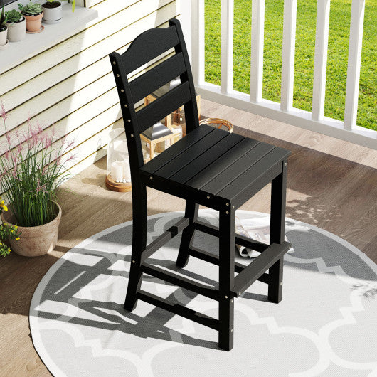 30 Inches Counter Height HDPE Bar Stool with Backrest and Footrest-Black