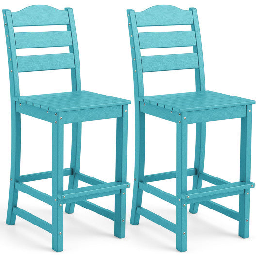 30 Inches Counter Height HDPE Bar Stool with Backrest and Footrest-Turquoise