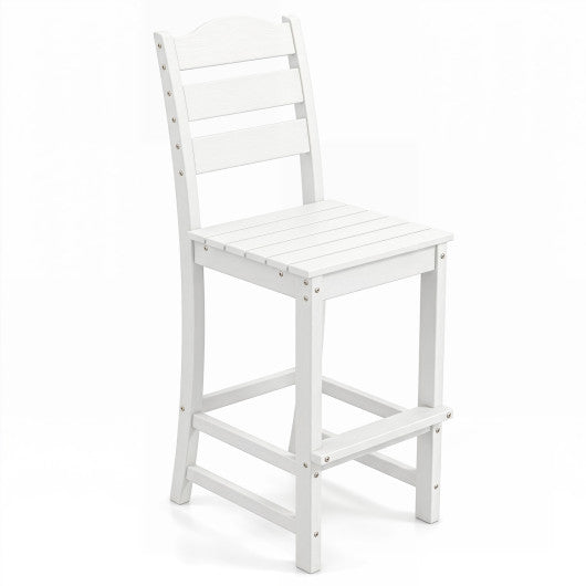 30 Inches HDPE Outdoor Counter Height Bar Stool with Back and Footrest-White