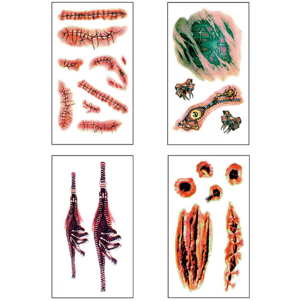 30 Pcs Halloween Horror Wound Temporary Tattoo Stickers