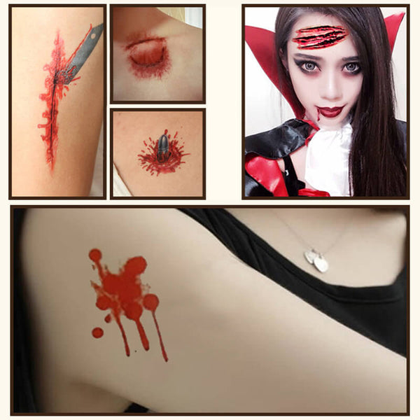 30 Pcs Halloween Horror Wound Temporary Tattoo Stickers