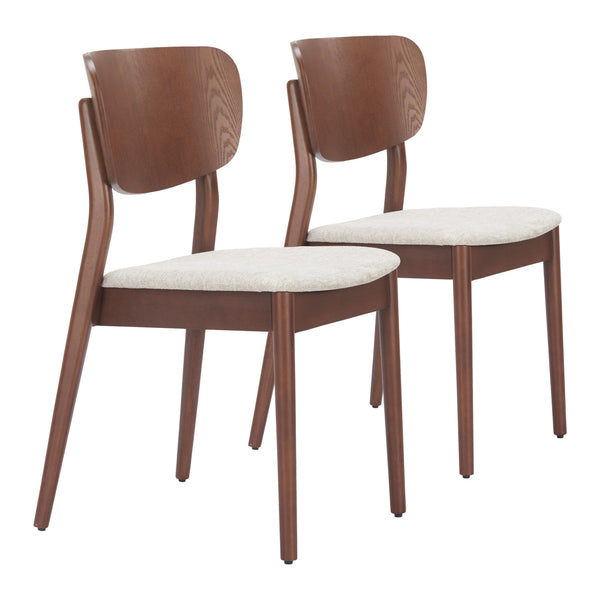 Kellua Dining Chair (Set of 2) Beige & Walnut
