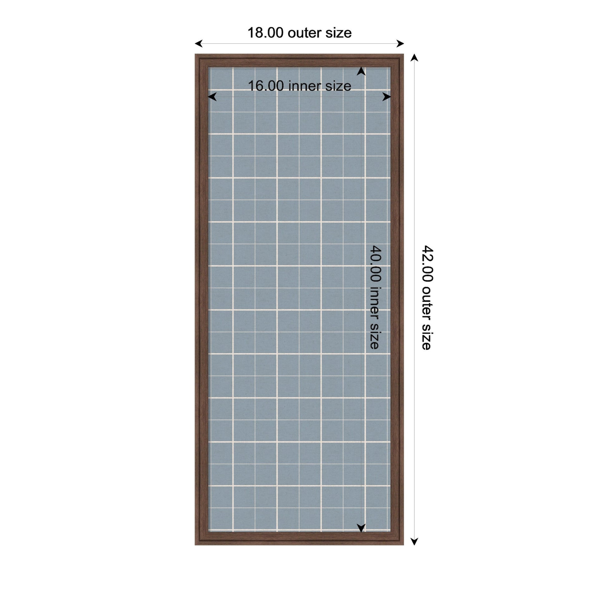 Framed Fabric Pinboard Light Blue Plaid Wall Organization