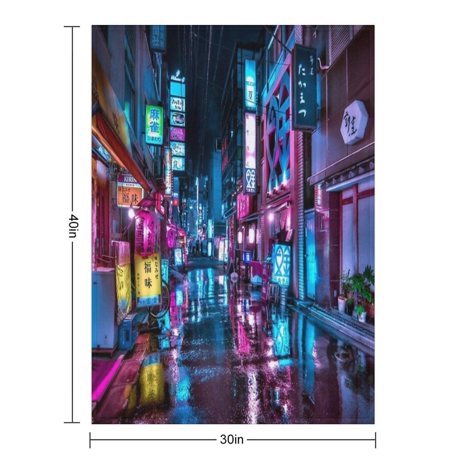 Tokyo at Night - Shimbashi Throw Blanket