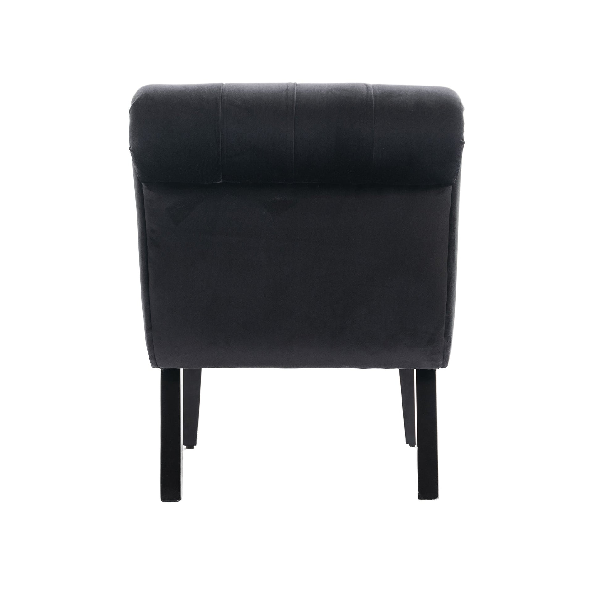 Modern Velvet Armless Accent Chair — Upholstered Button Fabric with Wooden Legs