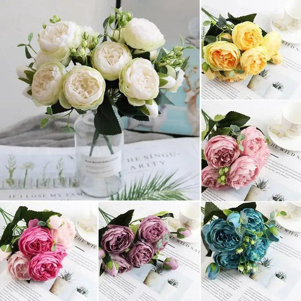 30cm Artificial Silk Peony Flowers Bouquet for Home Decoration -  Faux Christmas Flowers & Wedding Flowers