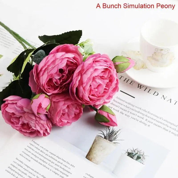 30cm Artificial Silk Peony Flowers Bouquet for Home Decoration -  Faux Christmas Flowers & Wedding Flowers