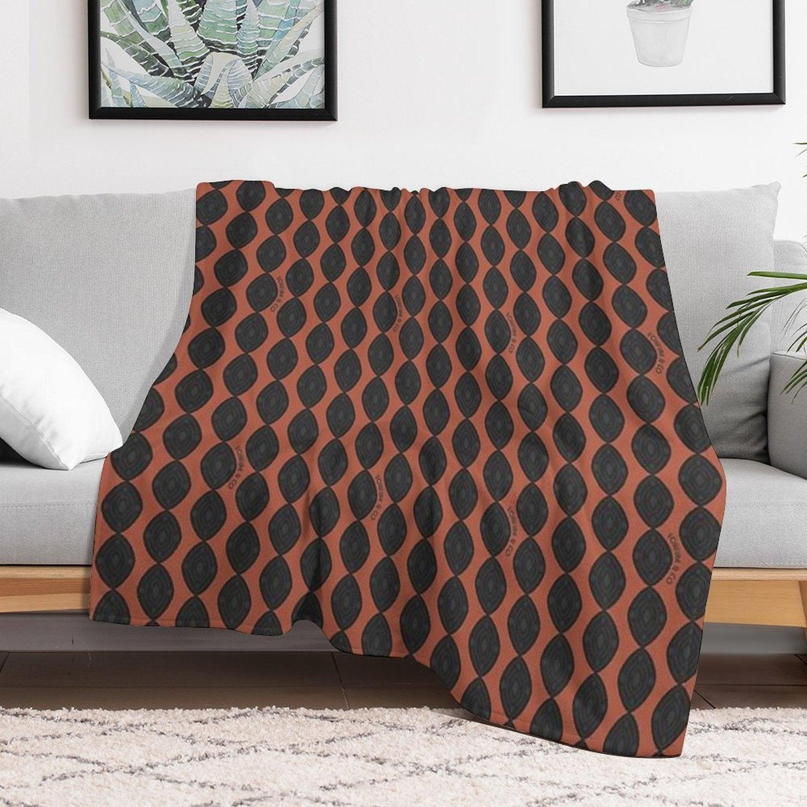 Atomic Blooms - Clay And Charcoal Throw Blanket