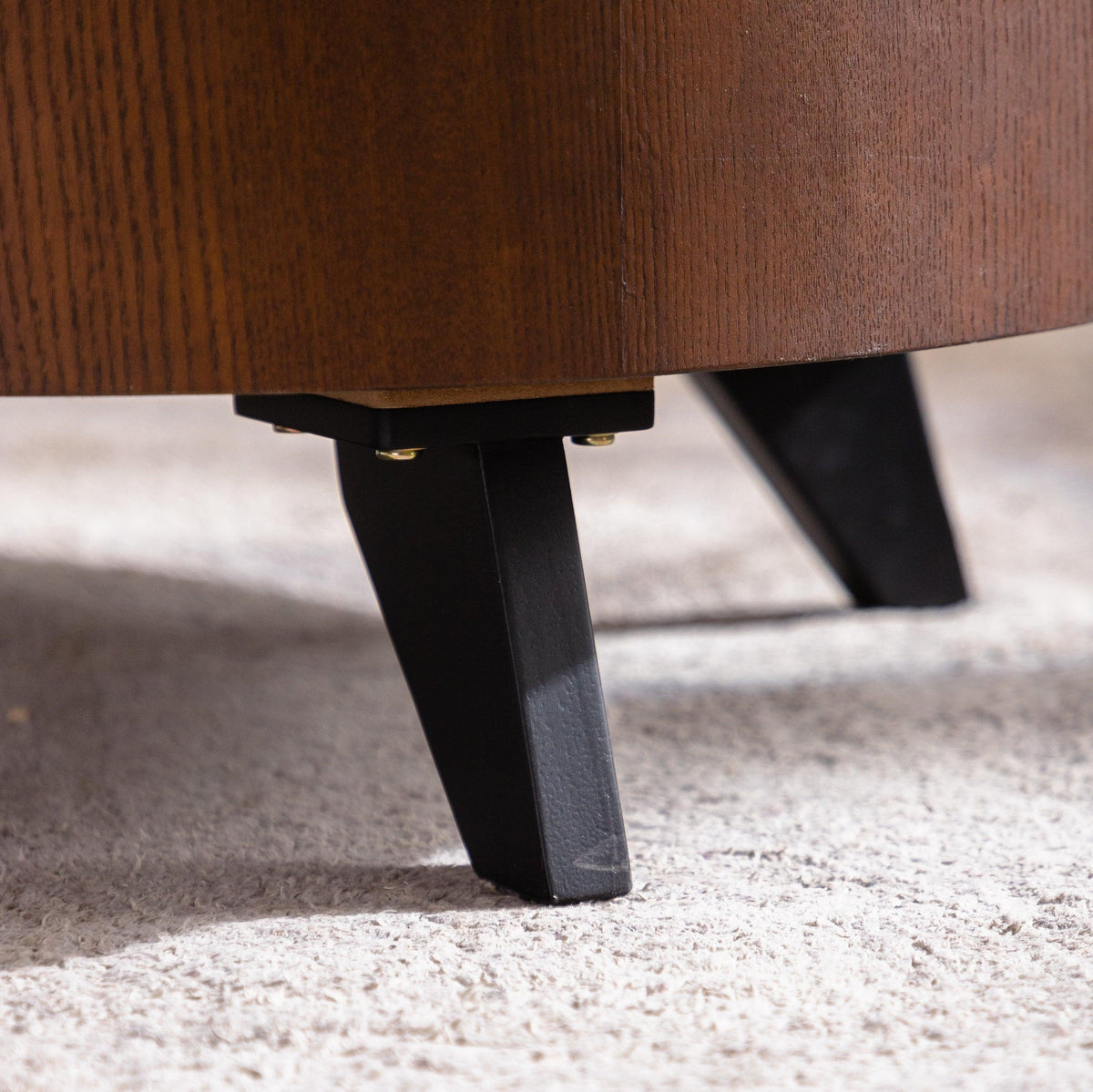 Mid-Century Modern Flip-Top Round Walnut Coffee Table with Hidden Storage