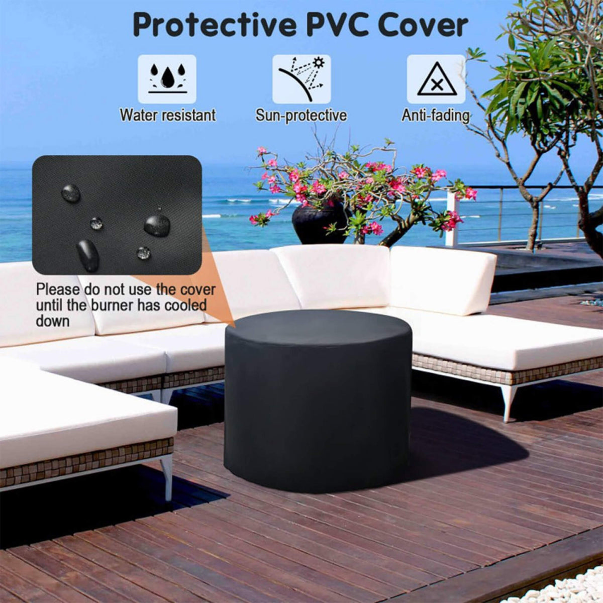 30-Inch 30K BTU Premium Outdoor Patio Gas Fire Pit Table With Fire Glass And Cover (SAK17432)
