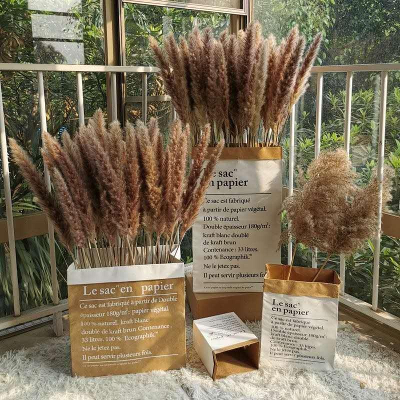 30Pcs Dried Bulrush Flowers Bouquet Home Wedding Decoration Table Flores Preservadas Pampas Grass Natural Reed Decor for Room