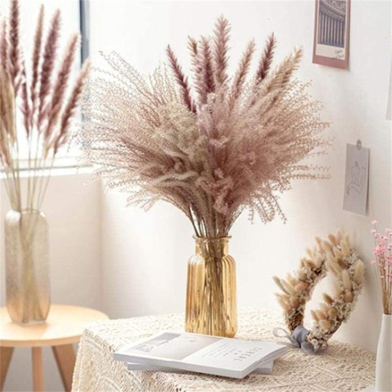 30pcs Natural Dried Pampas Grass Bouquet Pampas Grass Reeds Flowers Bulrush Bouquets Durable For for Vase Artificial Grass Room Décor Wedding Decorations