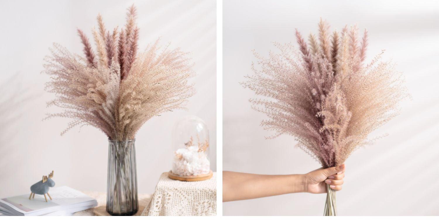 30pcs Natural Dried Pampas Grass Bouquet Pampas Grass Reeds Flowers Bulrush Bouquets Durable For for Vase Artificial Grass Room Décor Wedding Decorations