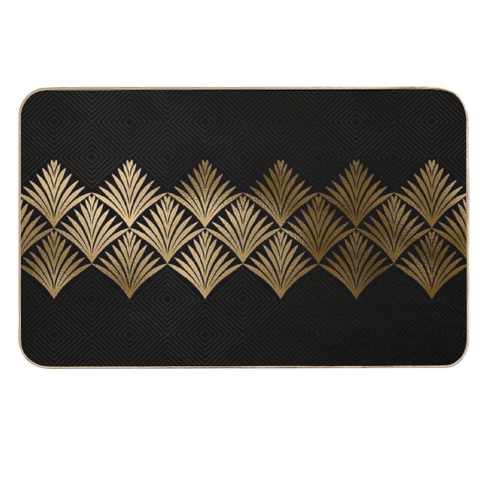 Reims, France Luxueux Black And Gold Hues Art Deco Durable Bath Mat
