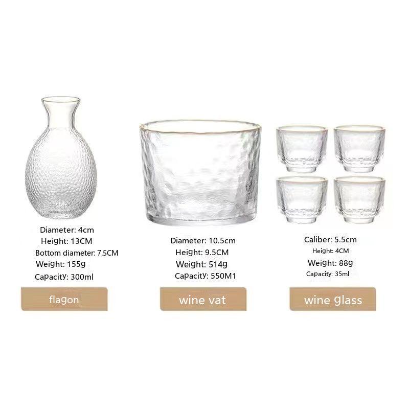 Japanese Hammered Glass Wine & Sake Set – 6-Piece