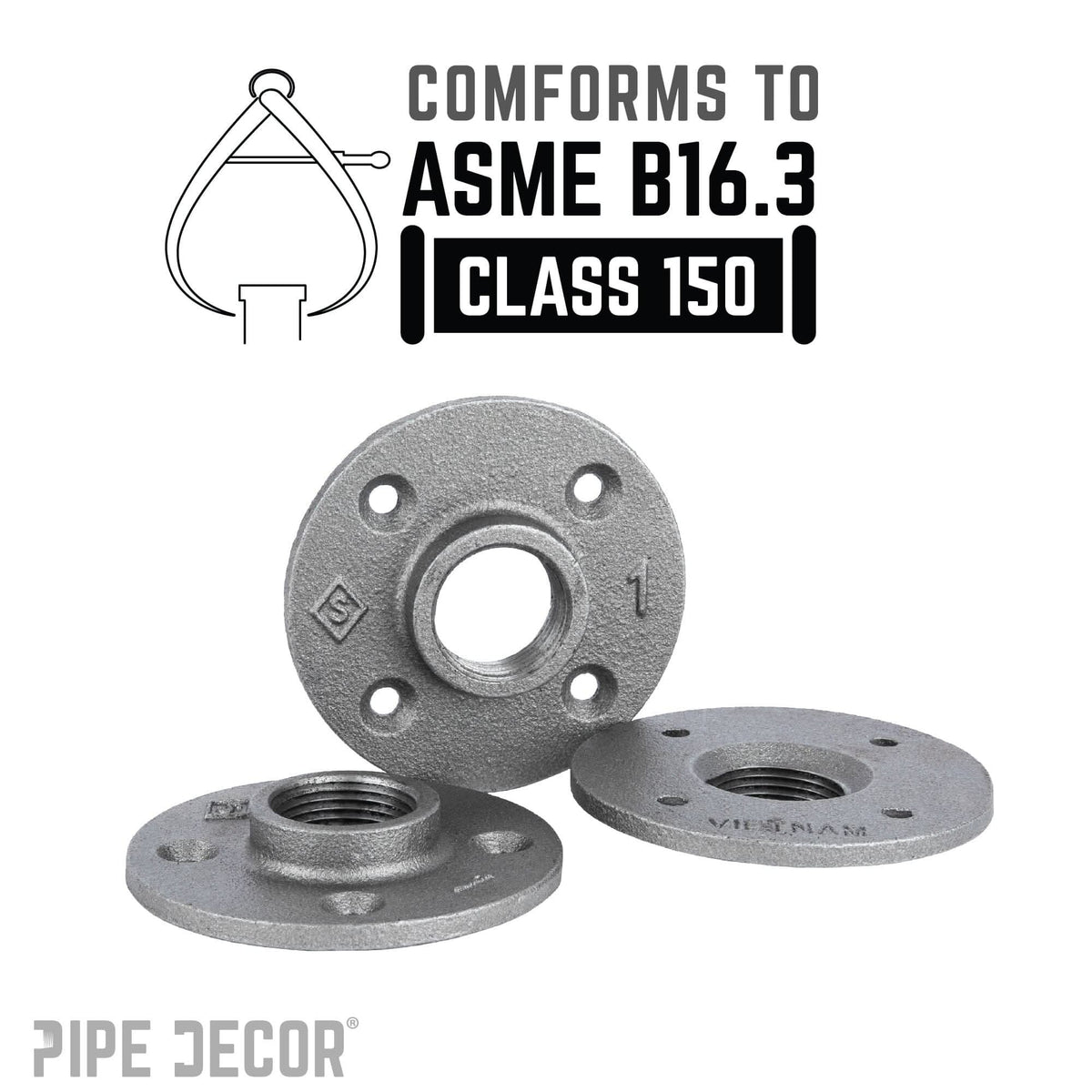 1 in. Black Floor Flange